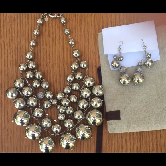 Lee Angel Silver multi chain tier Necklace dangle Earring Set New - Picture 3 of 5